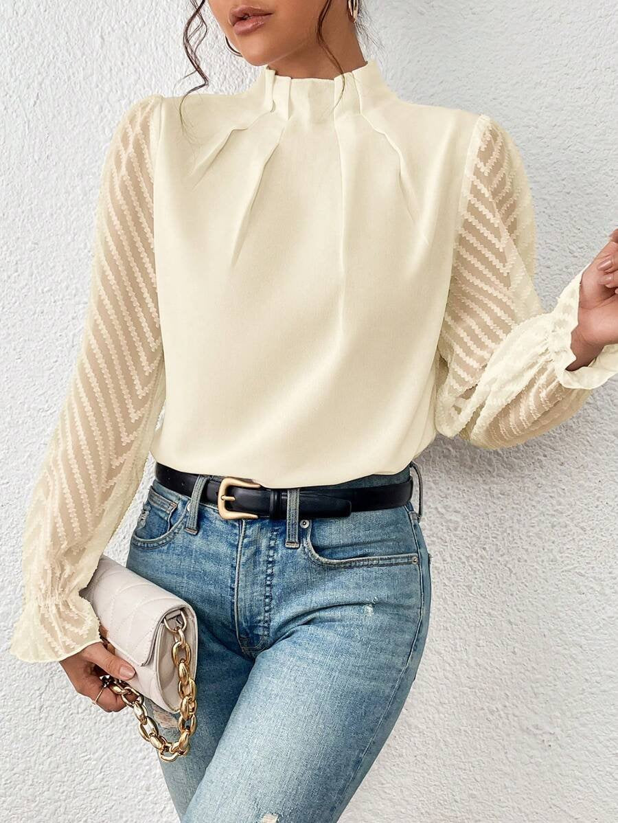 Blouse noire manches texturées velvet