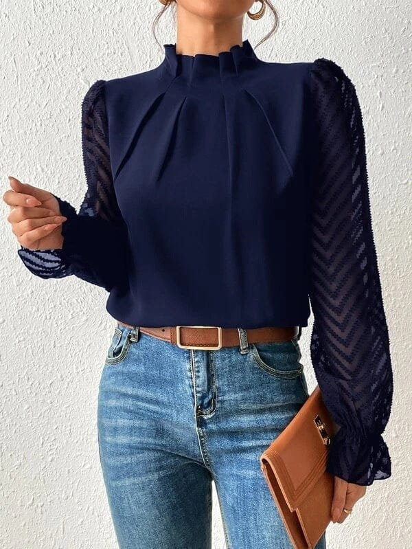Blouse chic col montant pearl