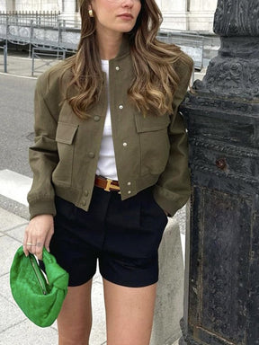 Blouson bomber kaki détail manches - Pluie