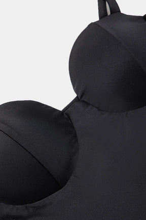 Body bustier noir détail tissu lune
