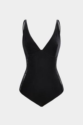 Body velours noir dos nu vue de face étoile