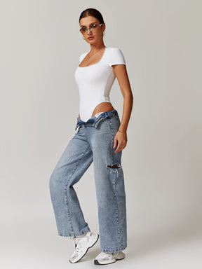 Body blanc coupe ajustée sport nuage