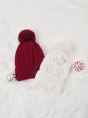 Bonnet bordeaux à pompon douceur