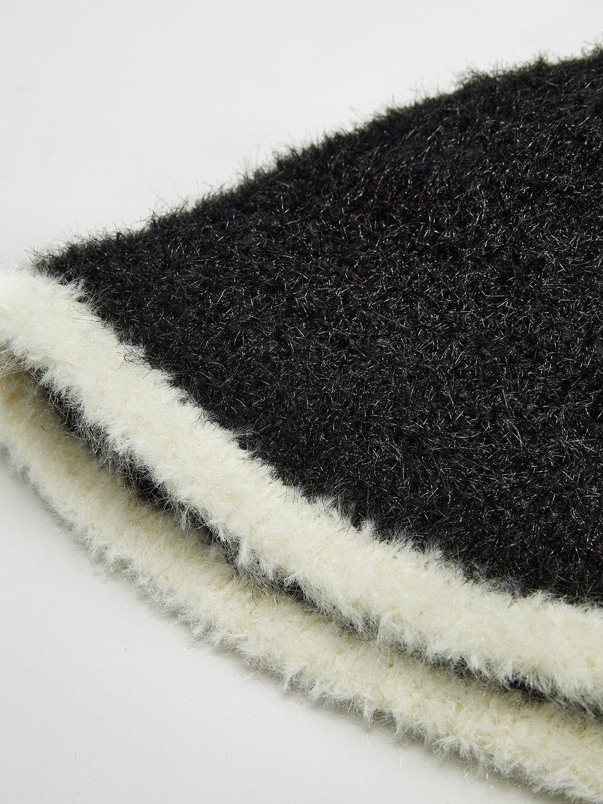 Bonnet peluche bicolore chaleur