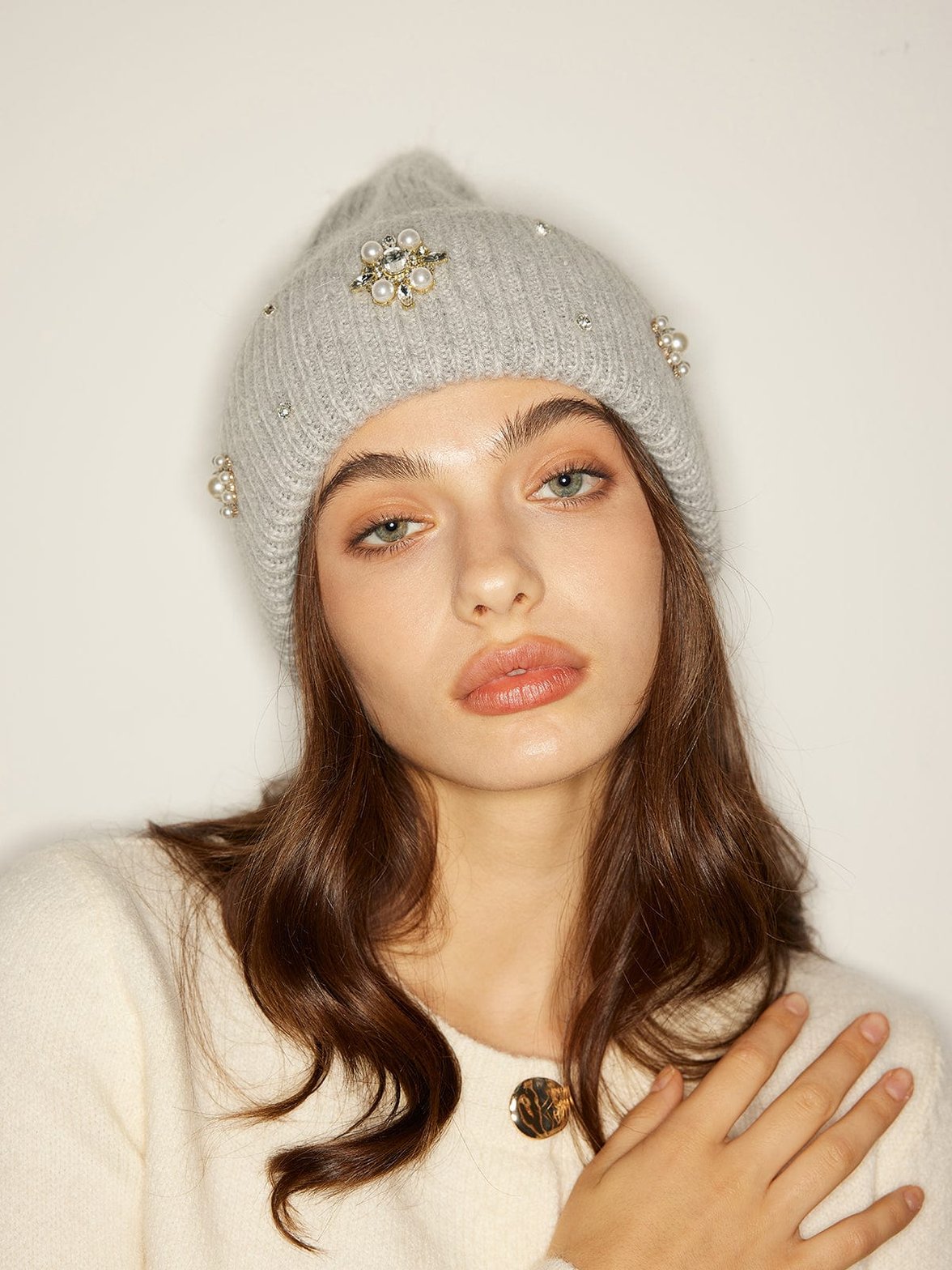 Bonnet hiver avec ornements brillance