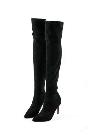Bottes cuissardes élégantes en suédine noire soleil