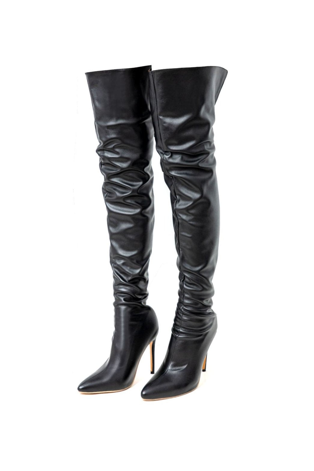 Bottes cuissardes noires élégantes en cuir PU sunrise