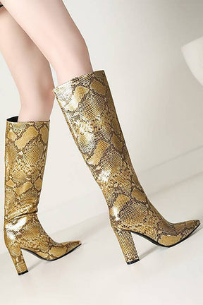 Bottes à talons python luxueuses - Chic