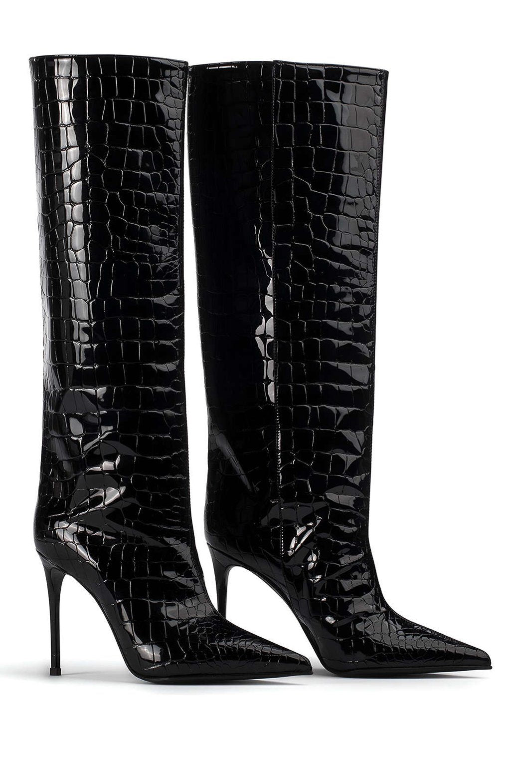 Bottes hautes noires effet croco vue latérale cosmos