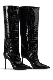 Bottes hautes noires effet croco vue latérale cosmos