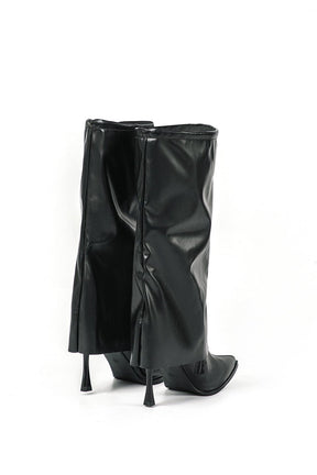 Bottes noires à talon vue de profil étoile