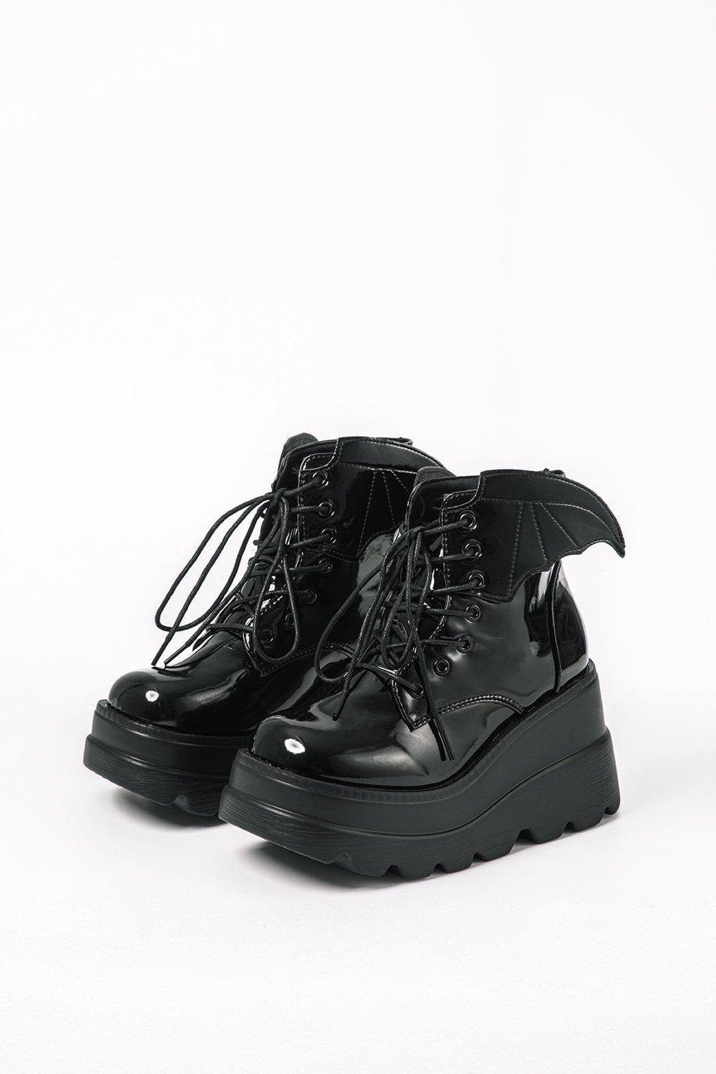 Bottines élégantes en cuir PU noir brillant soleil