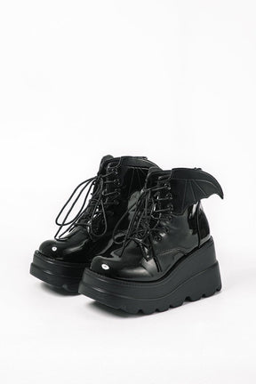 Bottines élégantes en cuir PU noir brillant soleil