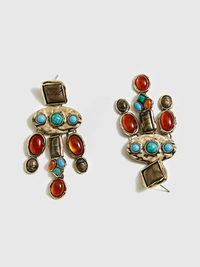 Boucles d'oreilles pendantes pierres colorées jasmin