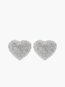 Boucles d'oreilles cœur strass argentées étincelant