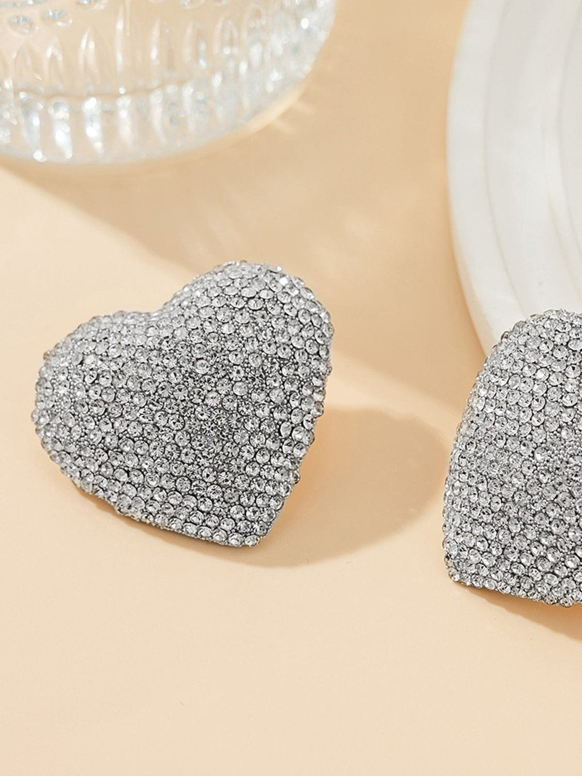 Boucles d'oreilles cœur strass scintillant