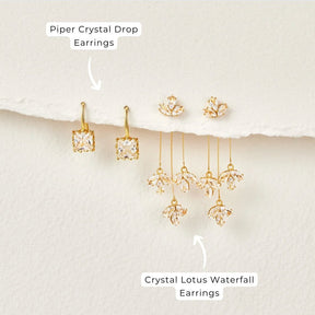 Boucles d'oreilles lotus cristal élégantes diamant