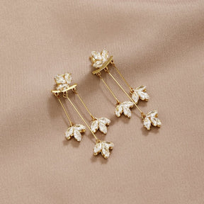 Boucles d'oreilles lotus cascade en cristal doré soleil