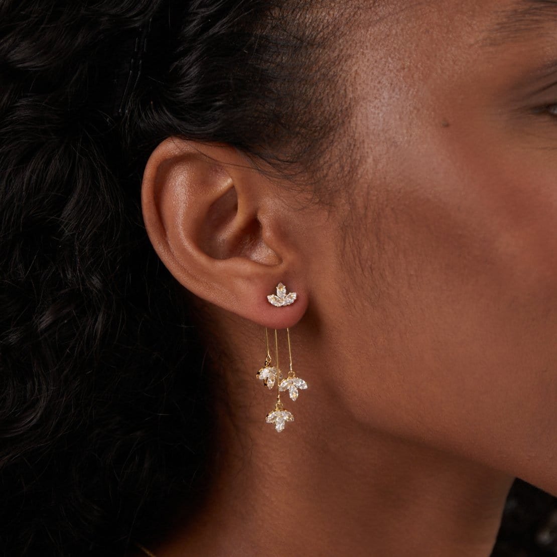 Boucles d'oreilles cristal cascade style élégant lune