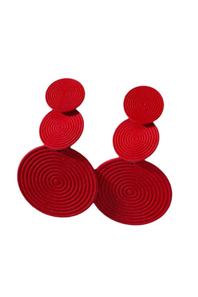 Boucles d'oreilles rondes rouges géométriques soleil