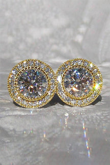 Boucles d'oreilles rondes cristal doré étincelant lumière
