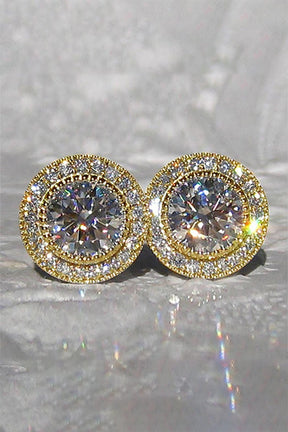 Boucles d'oreilles rondes cristal doré étincelant lumière