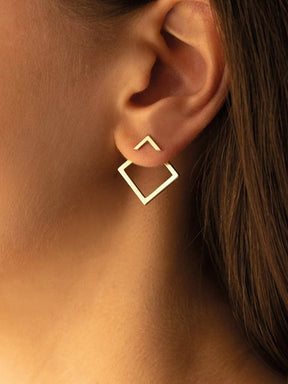 Boucles d'oreilles géométriques dorées élégantes soleil