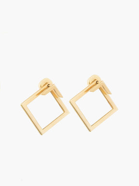 Boucles d'oreilles design minimaliste carré lune