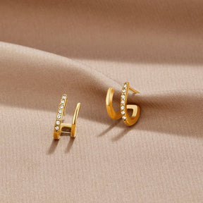 Boucles d'oreilles double cristal or 18K élégance
