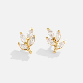 Boucles cristal motif feuille délicat