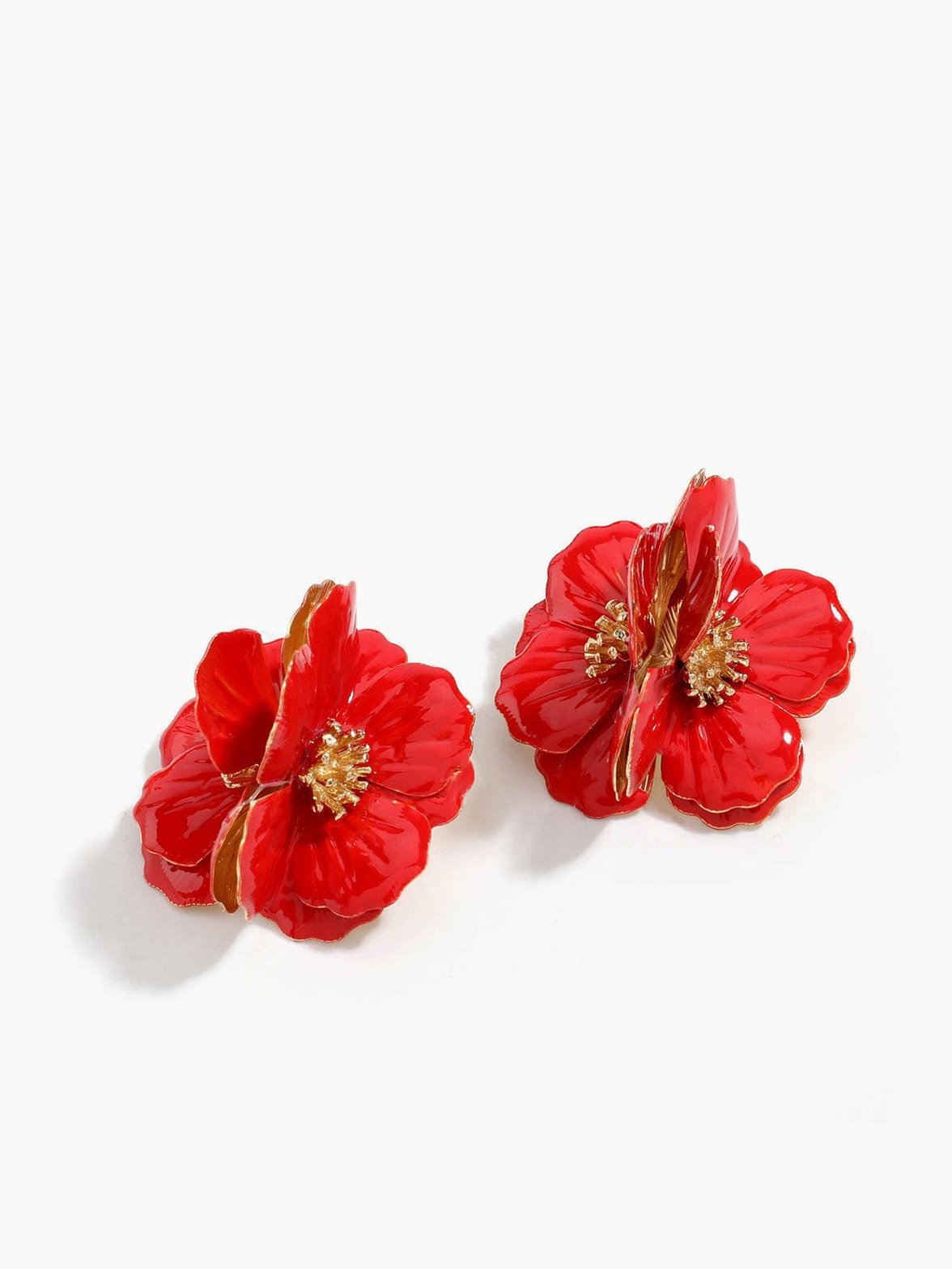 Boucles d'oreilles fleur rouge 3D vue avant papillon