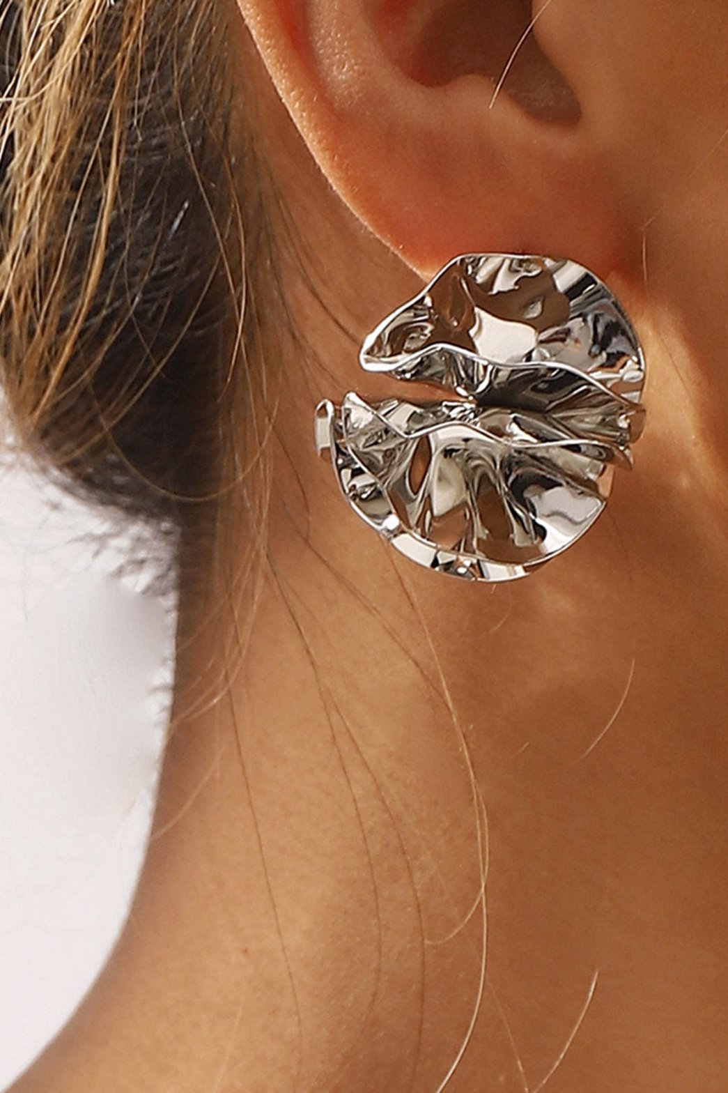 Boucles d'oreilles métalliques plissées étoile