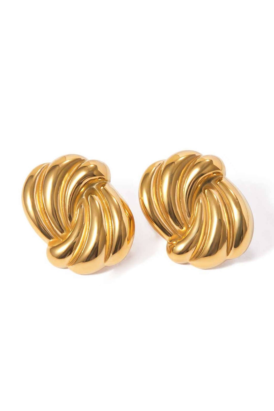 Boucles d'oreilles géométriques dorées torsadées velours