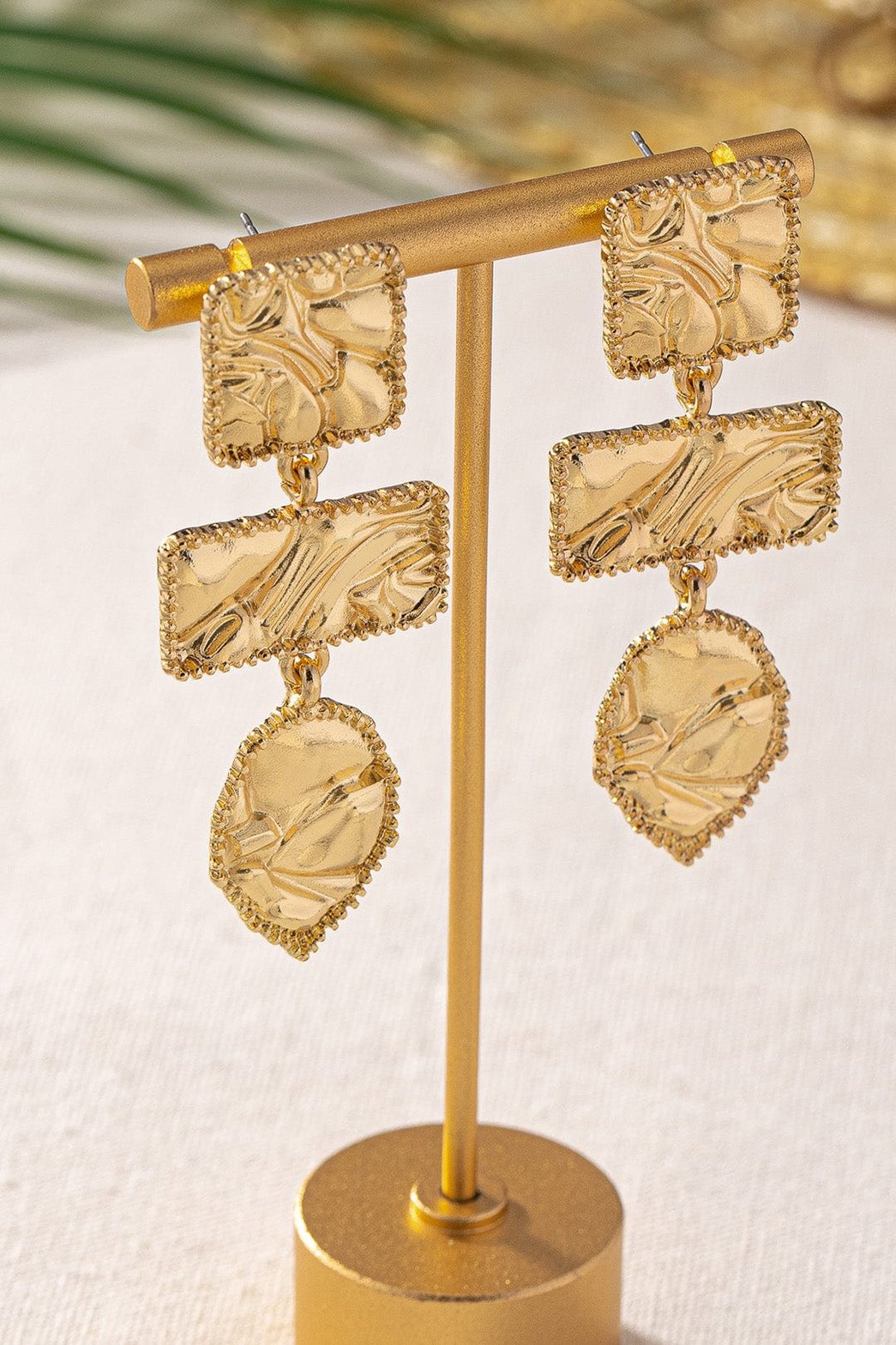 Boucles d'oreilles pendantes or vintage luna