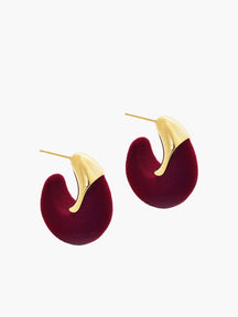 Boucles d'oreilles velours bordeaux vue face papillon
