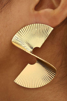 Boucles d'oreilles éventail doré brillant soleil