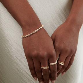 Bracelet plaqué or zircon lune