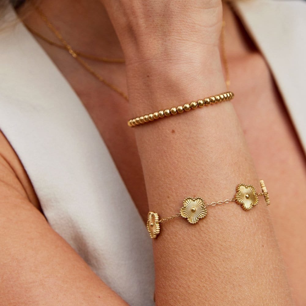 Bracelet perles dorées délicat lune