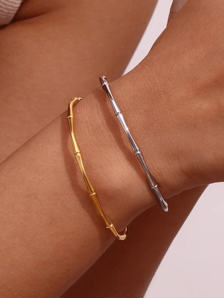 Bracelet bambou argenté élégant harmonie