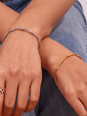 Bracelet bambou or élégant cristal
