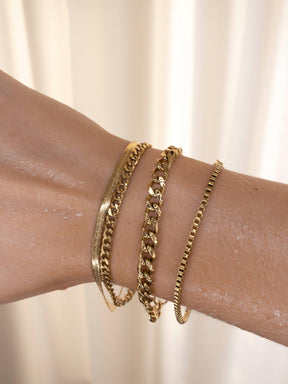 Bracelet chaîne cubaine dorée élégant soleil