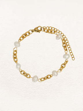 Bracelet perles et chaîne dorée élégant douceur
