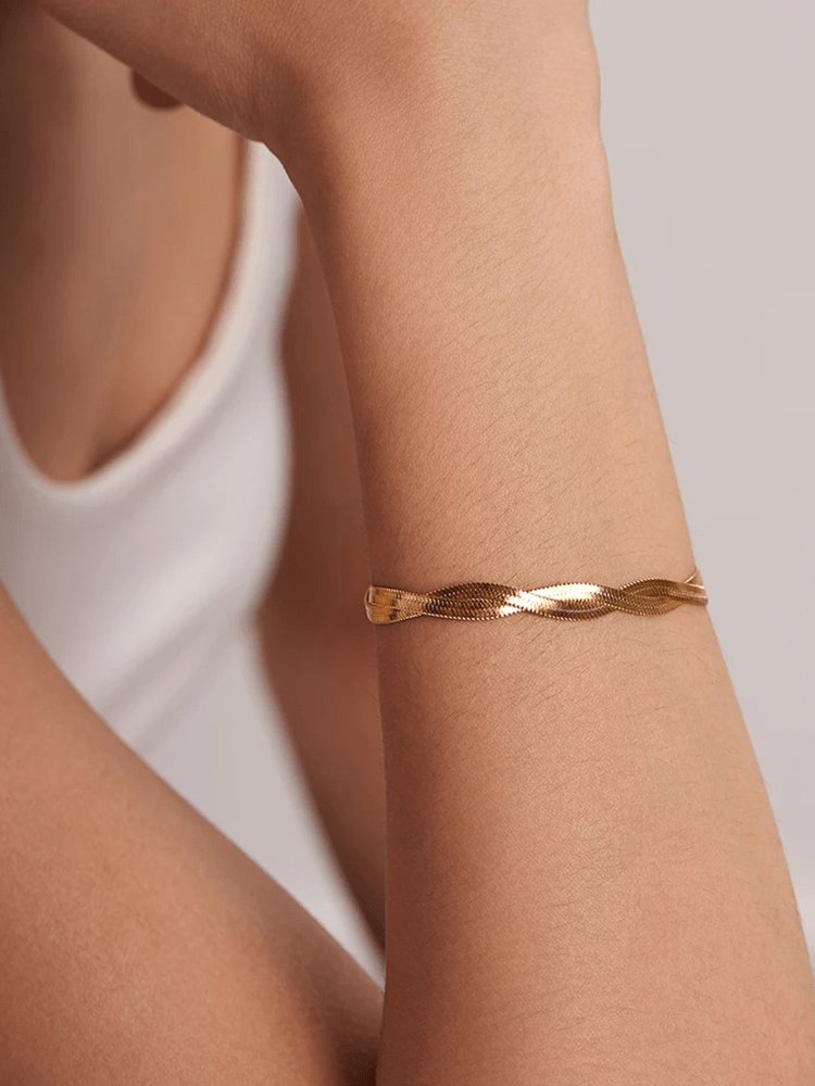 Bracelet en acier inoxydable doré premium cristal