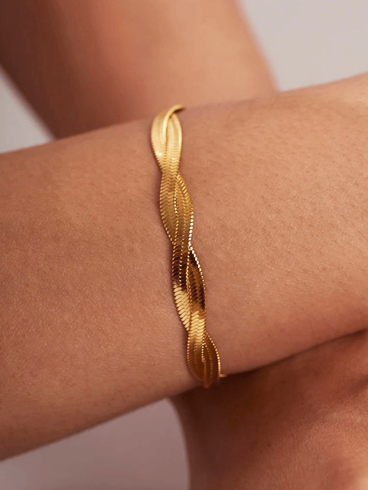 Bracelet serpent doré torsadé élégant velours