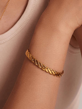 Bracelet cubain torsadé or élégant soleil