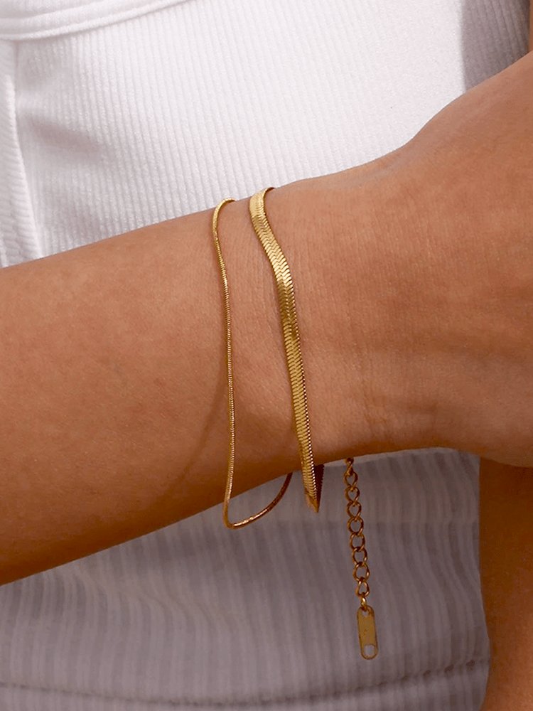Bracelet chaîne serpent doré vue détaillée sunshine