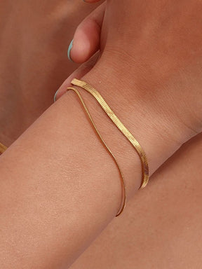 Bracelet double chaîne or porté élégant crystal