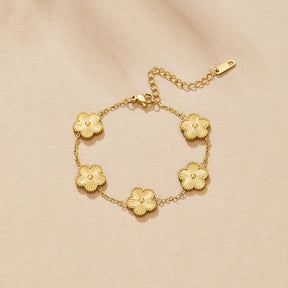 Bracelet fleurs dorées vue latérale délicat
