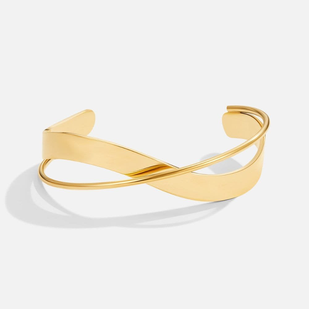 Bracelet jonc plaqué or design torsadé élégant soleil