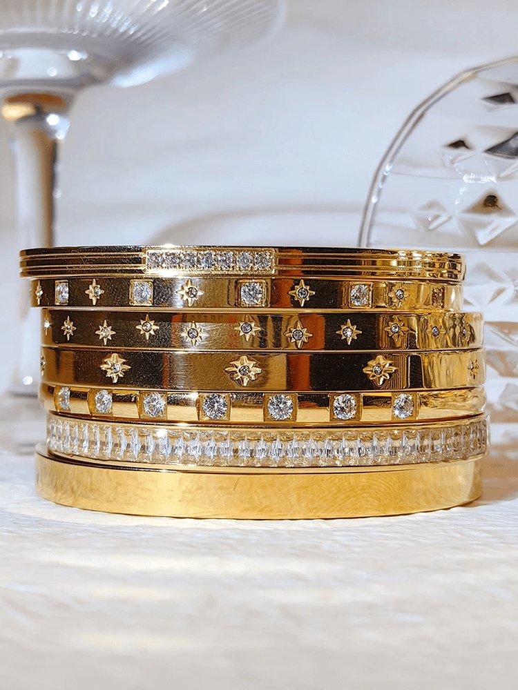 Bracelet jonc doré élégant brillant
